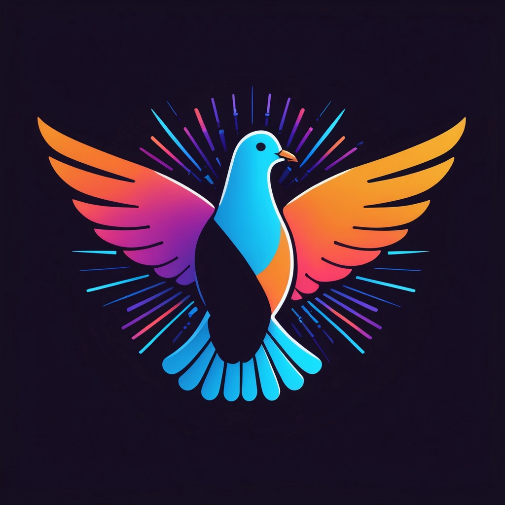 Dove of peace in neon colors